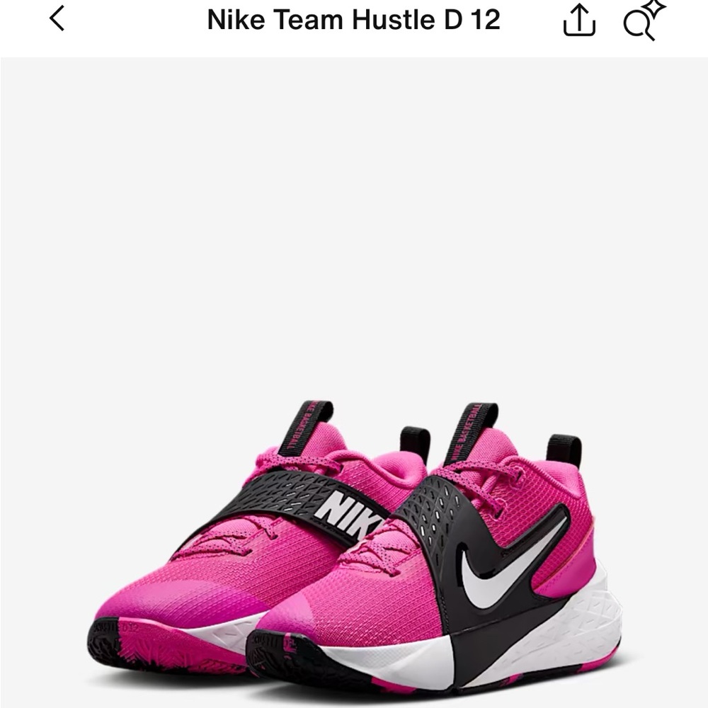 NIKE Team Hustle D 12 Youth Size 4.5 Pink White Basketball Shoes